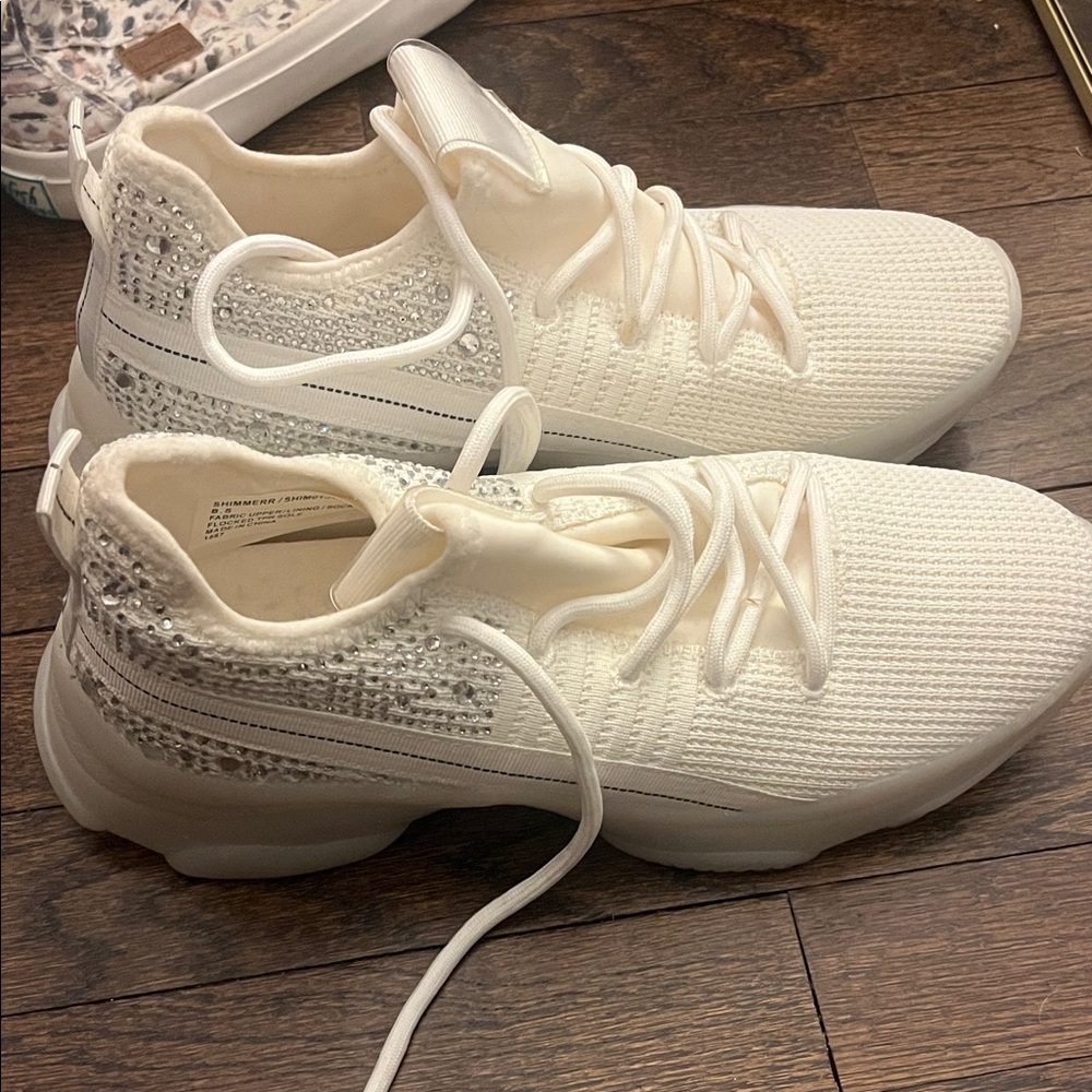 Madden Girl White Rhinestone Sneakers
